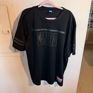 NBA Mesh Jersey Shirt 2X Black Tonal Logo Oversized Athletic Streetwear Mesh T